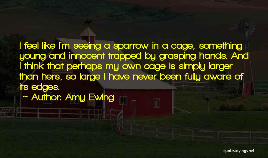 Amy Ewing Quotes: I Feel Like I'm Seeing A Sparrow In A Cage, Something Young And Innocent Trapped By Grasping Hands. And I