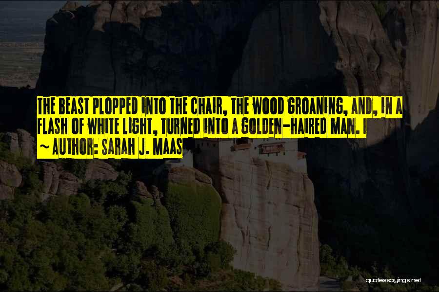 Sarah J. Maas Quotes: The Beast Plopped Into The Chair, The Wood Groaning, And, In A Flash Of White Light, Turned Into A Golden-haired