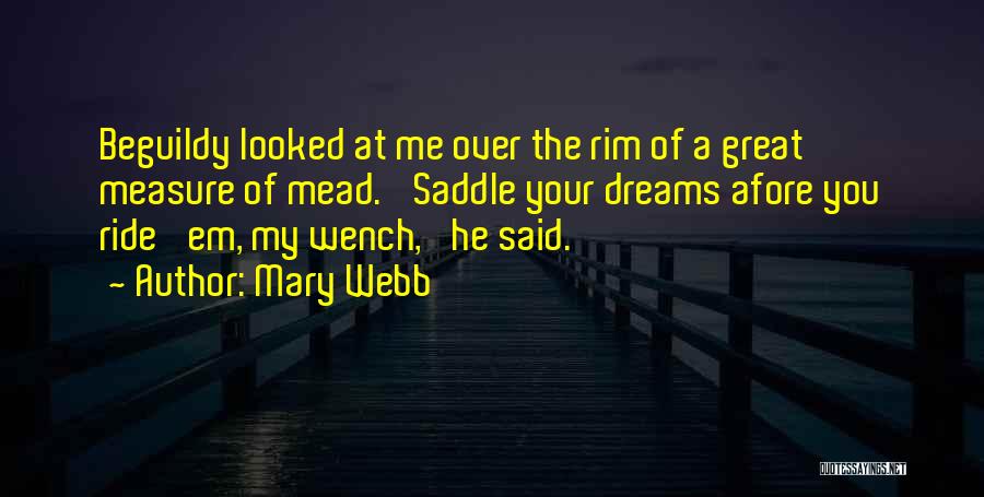 Mary Webb Quotes: Beguildy Looked At Me Over The Rim Of A Great Measure Of Mead. 'saddle Your Dreams Afore You Ride 'em,