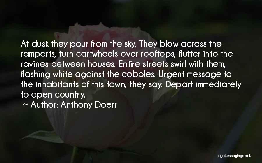 Anthony Doerr Quotes: At Dusk They Pour From The Sky. They Blow Across The Ramparts, Turn Cartwheels Over Rooftops, Flutter Into The Ravines