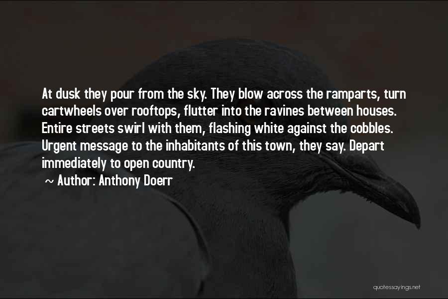 Anthony Doerr Quotes: At Dusk They Pour From The Sky. They Blow Across The Ramparts, Turn Cartwheels Over Rooftops, Flutter Into The Ravines