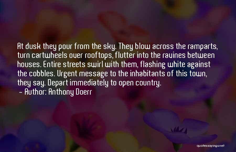 Anthony Doerr Quotes: At Dusk They Pour From The Sky. They Blow Across The Ramparts, Turn Cartwheels Over Rooftops, Flutter Into The Ravines