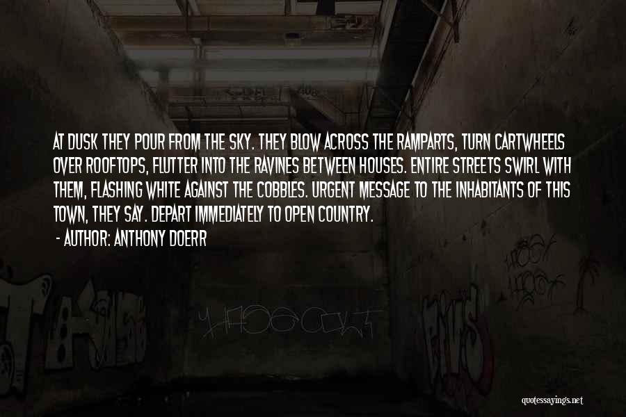 Anthony Doerr Quotes: At Dusk They Pour From The Sky. They Blow Across The Ramparts, Turn Cartwheels Over Rooftops, Flutter Into The Ravines