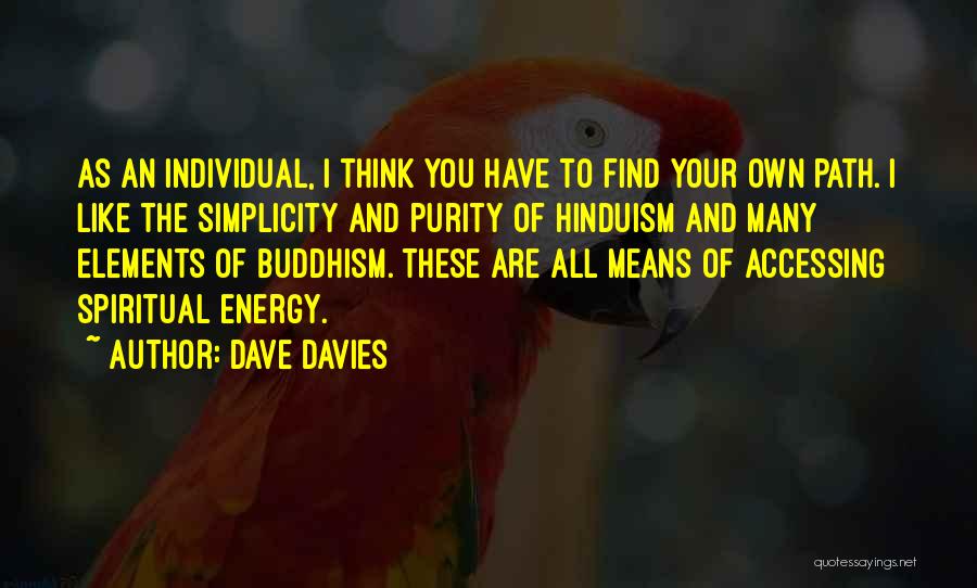 Dave Davies Quotes: As An Individual, I Think You Have To Find Your Own Path. I Like The Simplicity And Purity Of Hinduism