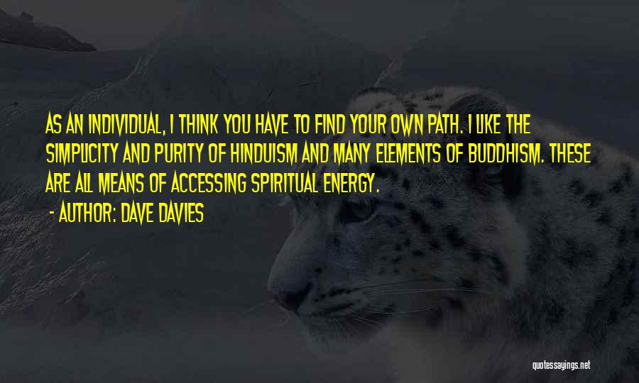 Dave Davies Quotes: As An Individual, I Think You Have To Find Your Own Path. I Like The Simplicity And Purity Of Hinduism