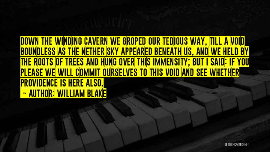 William Blake Quotes: Down The Winding Cavern We Groped Our Tedious Way, Till A Void Boundless As The Nether Sky Appeared Beneath Us,