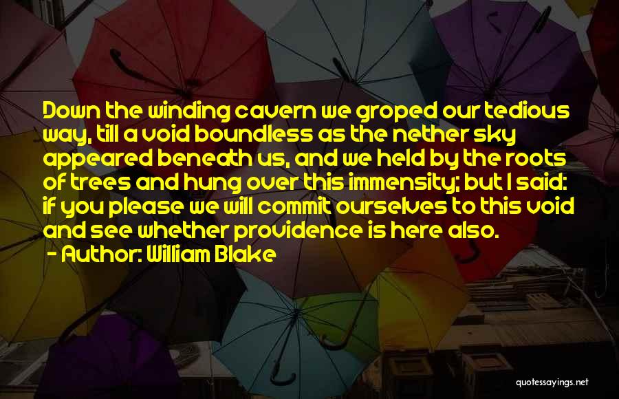 William Blake Quotes: Down The Winding Cavern We Groped Our Tedious Way, Till A Void Boundless As The Nether Sky Appeared Beneath Us,