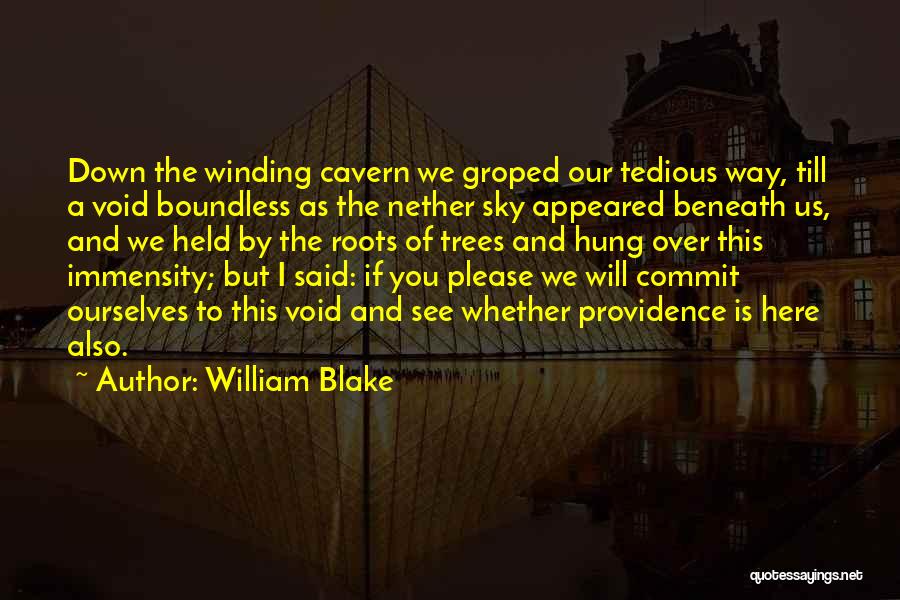William Blake Quotes: Down The Winding Cavern We Groped Our Tedious Way, Till A Void Boundless As The Nether Sky Appeared Beneath Us,