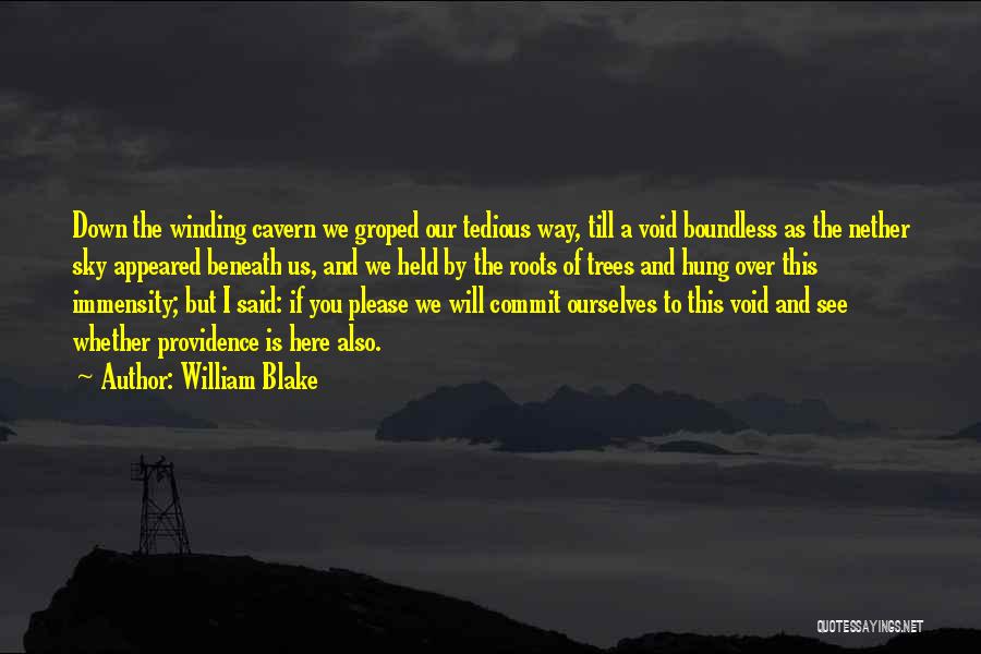 William Blake Quotes: Down The Winding Cavern We Groped Our Tedious Way, Till A Void Boundless As The Nether Sky Appeared Beneath Us,