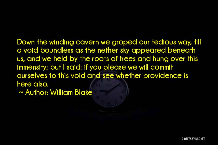 William Blake Quotes: Down The Winding Cavern We Groped Our Tedious Way, Till A Void Boundless As The Nether Sky Appeared Beneath Us,