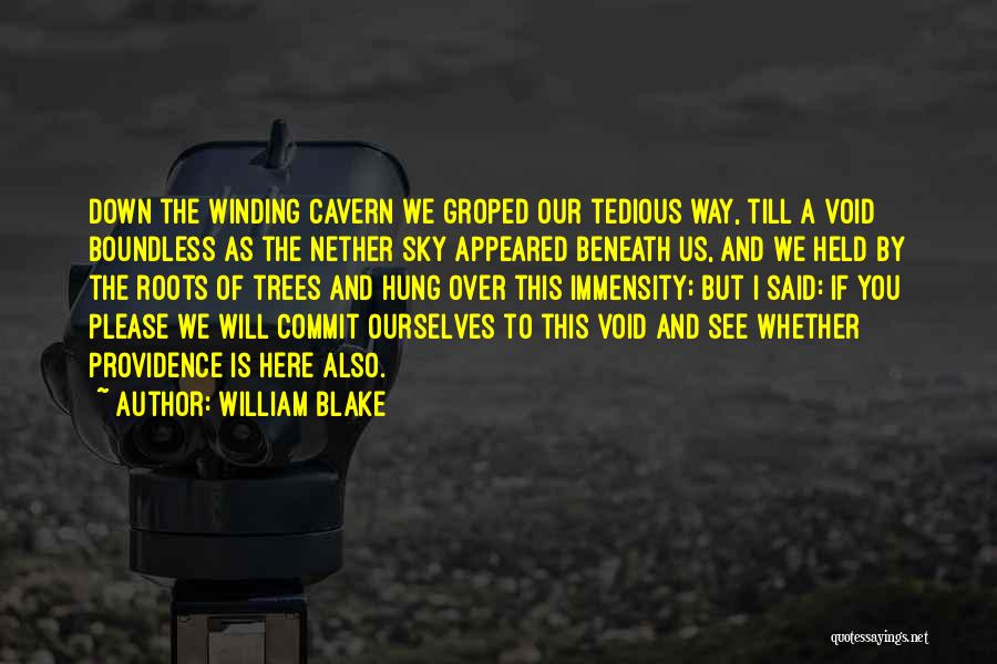 William Blake Quotes: Down The Winding Cavern We Groped Our Tedious Way, Till A Void Boundless As The Nether Sky Appeared Beneath Us,