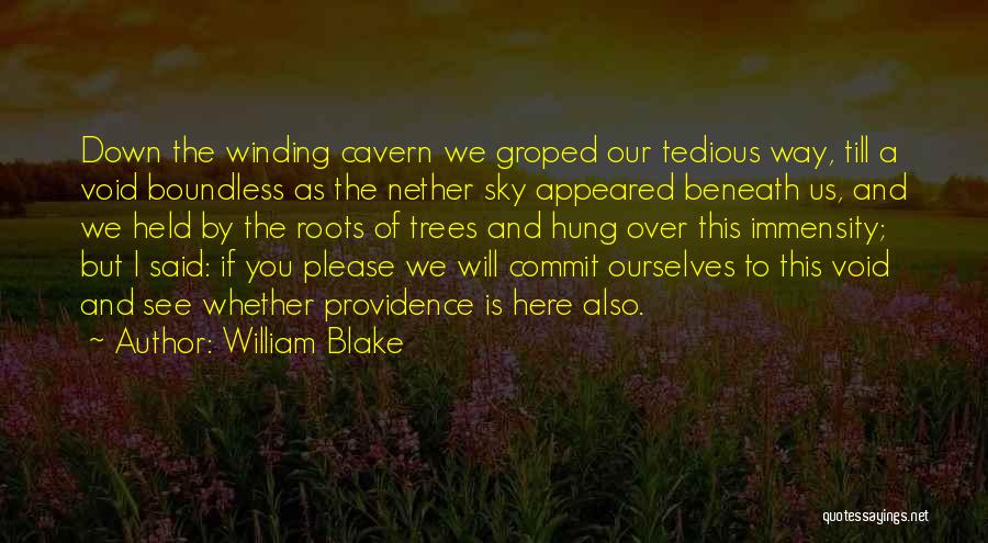 William Blake Quotes: Down The Winding Cavern We Groped Our Tedious Way, Till A Void Boundless As The Nether Sky Appeared Beneath Us,