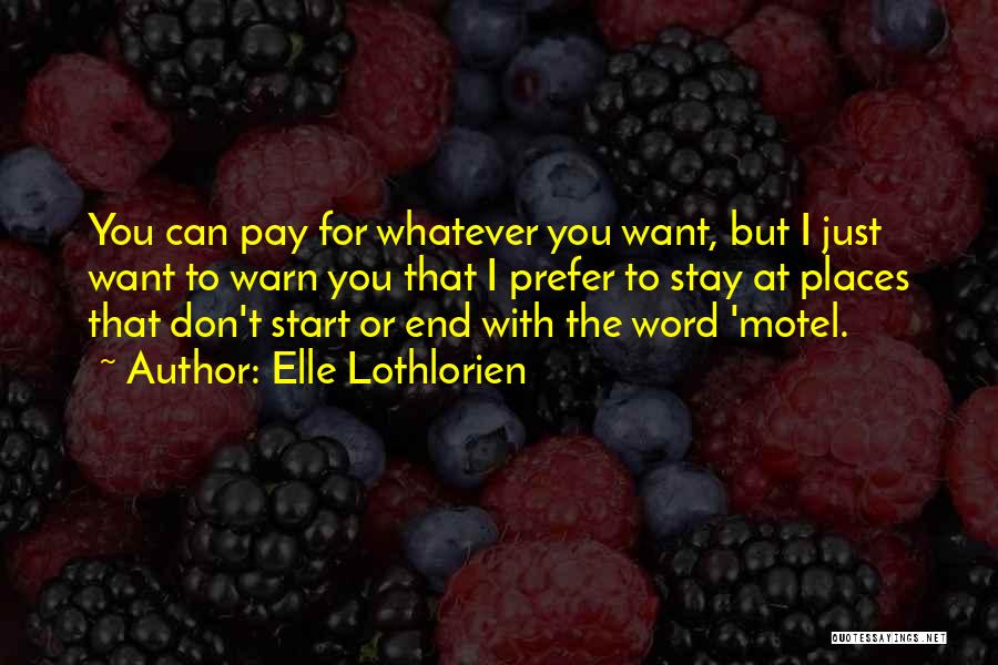 Elle Lothlorien Quotes: You Can Pay For Whatever You Want, But I Just Want To Warn You That I Prefer To Stay At