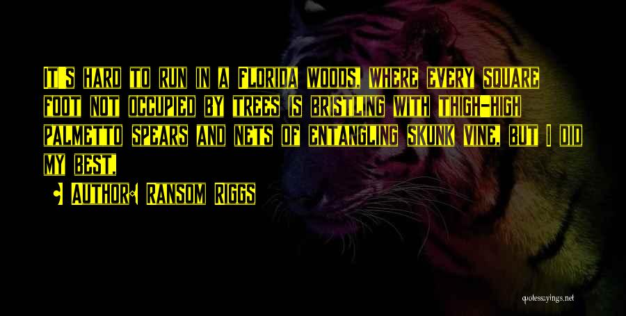 Ransom Riggs Quotes: It's Hard To Run In A Florida Woods, Where Every Square Foot Not Occupied By Trees Is Bristling With Thigh-high