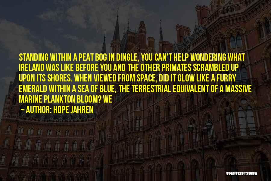 Hope Jahren Quotes: Standing Within A Peat Bog In Dingle, You Can't Help Wondering What Ireland Was Like Before You And The Other