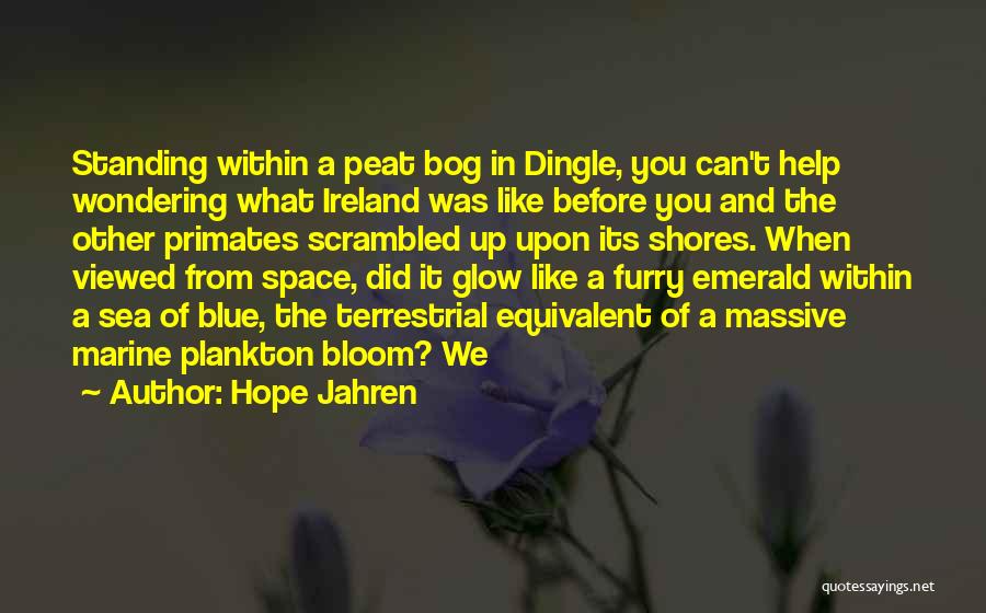 Hope Jahren Quotes: Standing Within A Peat Bog In Dingle, You Can't Help Wondering What Ireland Was Like Before You And The Other