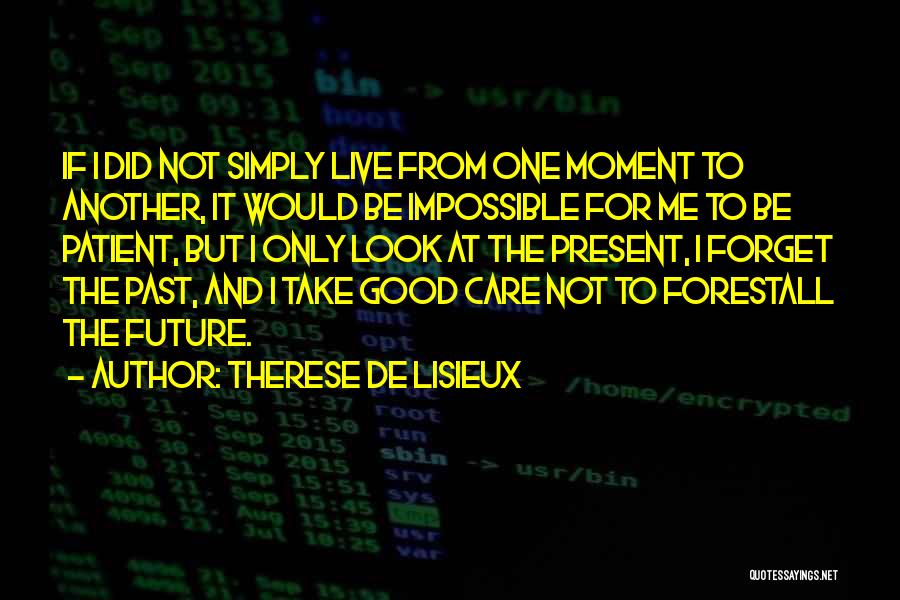 Therese De Lisieux Quotes: If I Did Not Simply Live From One Moment To Another, It Would Be Impossible For Me To Be Patient,