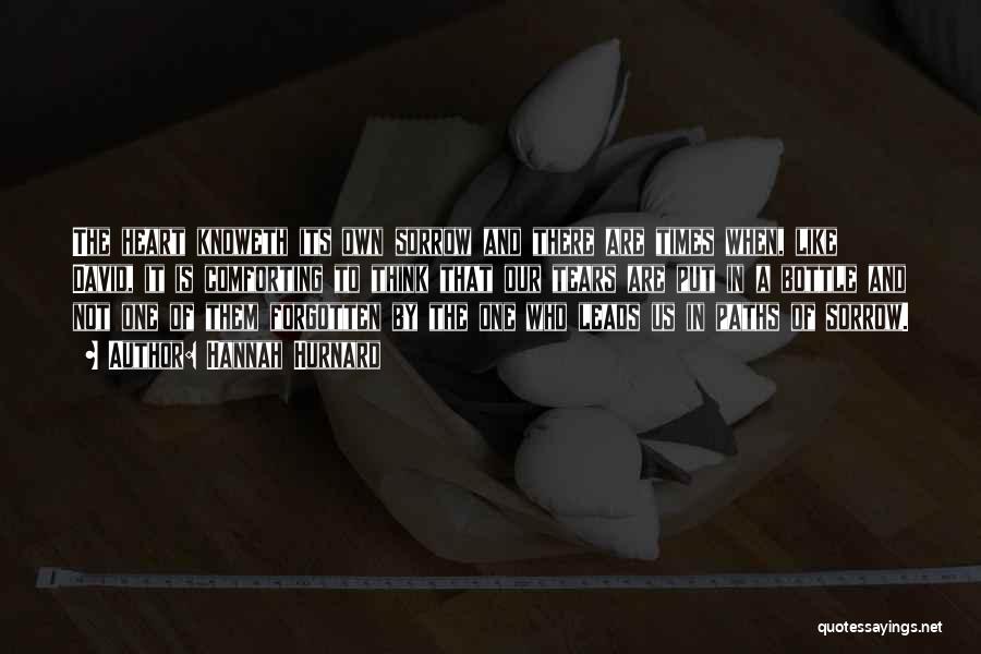 Hannah Hurnard Quotes: The Heart Knoweth Its Own Sorrow And There Are Times When, Like David, It Is Comforting To Think That Our