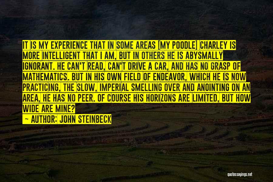 John Steinbeck Quotes: It Is My Experience That In Some Areas [my Poodle] Charley Is More Intelligent That I Am, But In Others