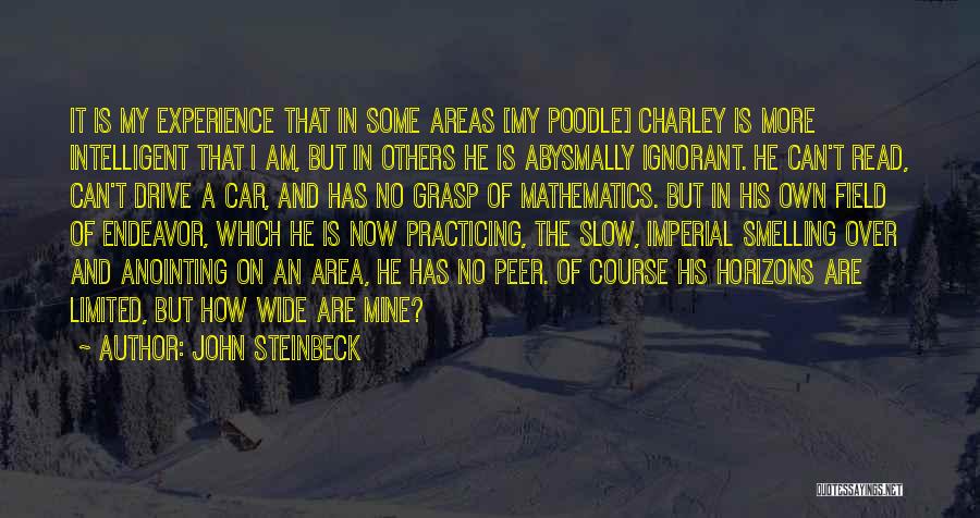 John Steinbeck Quotes: It Is My Experience That In Some Areas [my Poodle] Charley Is More Intelligent That I Am, But In Others