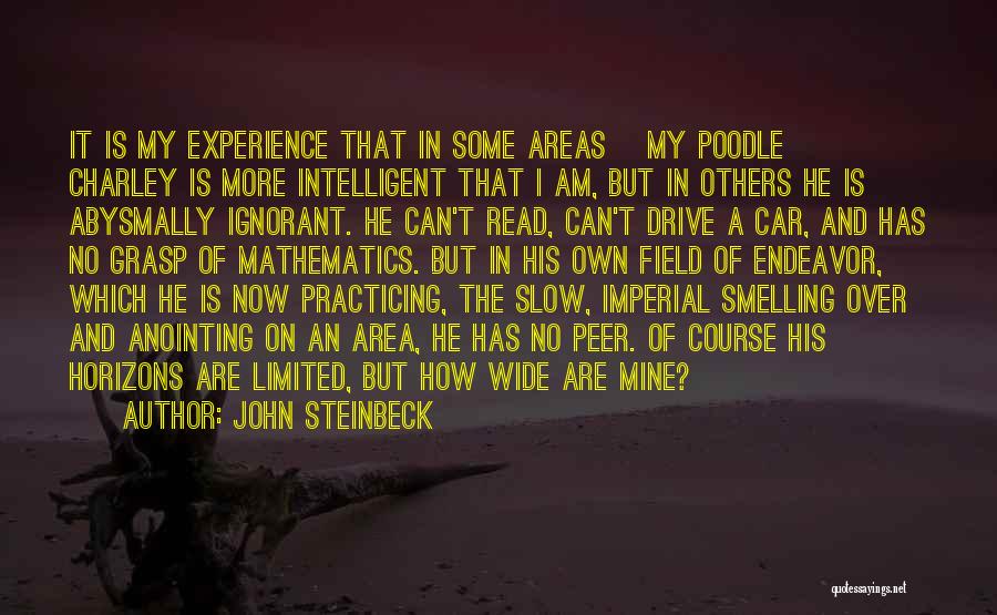 John Steinbeck Quotes: It Is My Experience That In Some Areas [my Poodle] Charley Is More Intelligent That I Am, But In Others