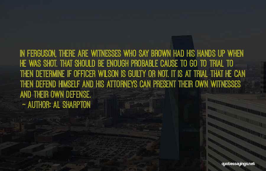 Al Sharpton Quotes: In Ferguson, There Are Witnesses Who Say Brown Had His Hands Up When He Was Shot. That Should Be Enough