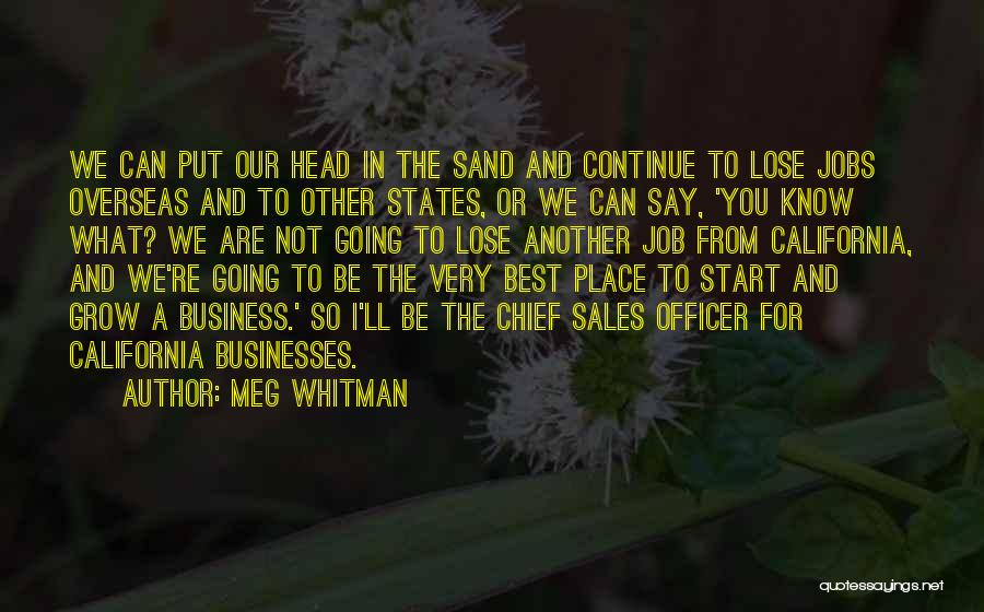 Meg Whitman Quotes: We Can Put Our Head In The Sand And Continue To Lose Jobs Overseas And To Other States, Or We