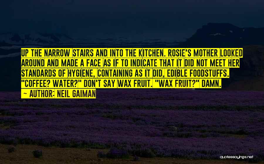 Neil Gaiman Quotes: Up The Narrow Stairs And Into The Kitchen. Rosie's Mother Looked Around And Made A Face As If To Indicate
