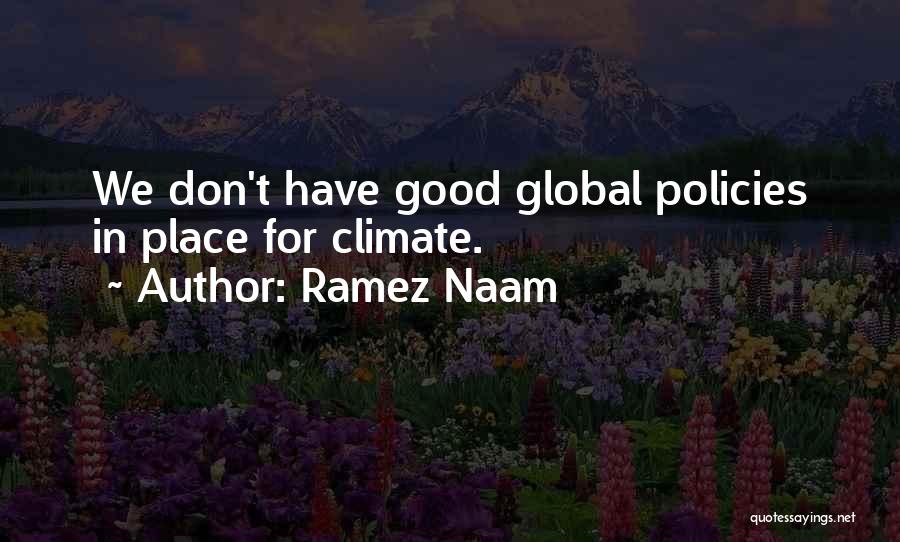 Ramez Naam Quotes: We Don't Have Good Global Policies In Place For Climate.