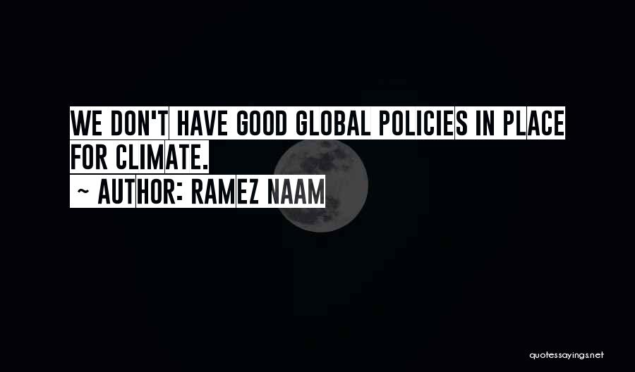 Ramez Naam Quotes: We Don't Have Good Global Policies In Place For Climate.