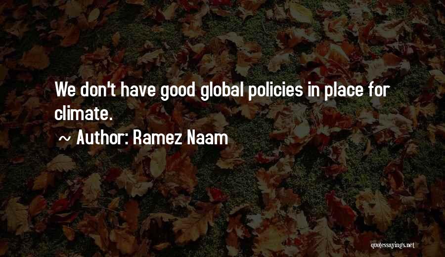 Ramez Naam Quotes: We Don't Have Good Global Policies In Place For Climate.