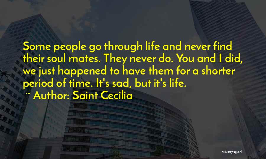Saint Cecilia Quotes: Some People Go Through Life And Never Find Their Soul Mates. They Never Do. You And I Did, We Just