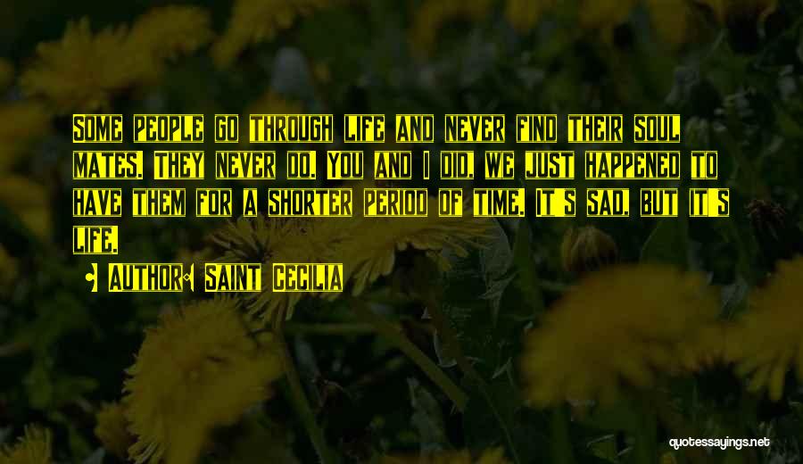 Saint Cecilia Quotes: Some People Go Through Life And Never Find Their Soul Mates. They Never Do. You And I Did, We Just