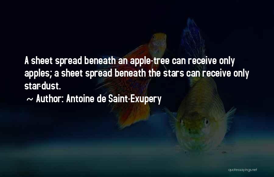 Antoine De Saint-Exupery Quotes: A Sheet Spread Beneath An Apple-tree Can Receive Only Apples; A Sheet Spread Beneath The Stars Can Receive Only Star-dust.