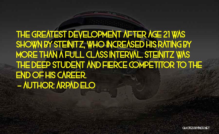 Arpad Elo Quotes: The Greatest Development After Age 21 Was Shown By Steinitz, Who Increased His Rating By More Than A Full Class