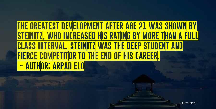 Arpad Elo Quotes: The Greatest Development After Age 21 Was Shown By Steinitz, Who Increased His Rating By More Than A Full Class