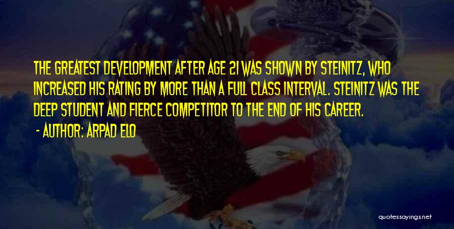 Arpad Elo Quotes: The Greatest Development After Age 21 Was Shown By Steinitz, Who Increased His Rating By More Than A Full Class