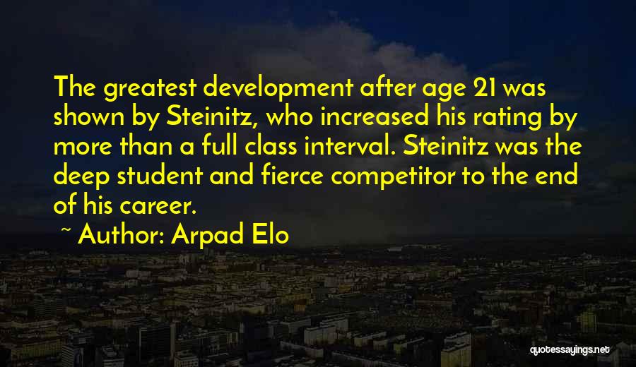 Arpad Elo Quotes: The Greatest Development After Age 21 Was Shown By Steinitz, Who Increased His Rating By More Than A Full Class