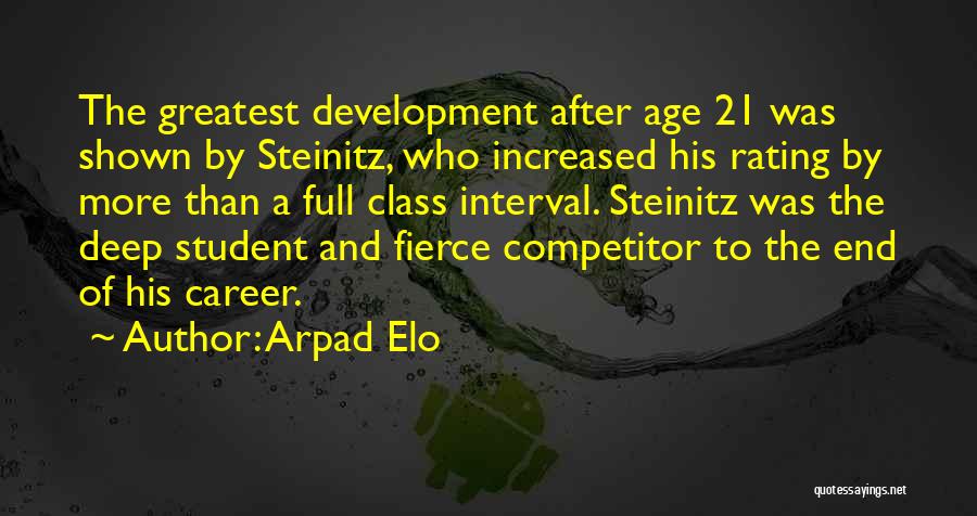 Arpad Elo Quotes: The Greatest Development After Age 21 Was Shown By Steinitz, Who Increased His Rating By More Than A Full Class