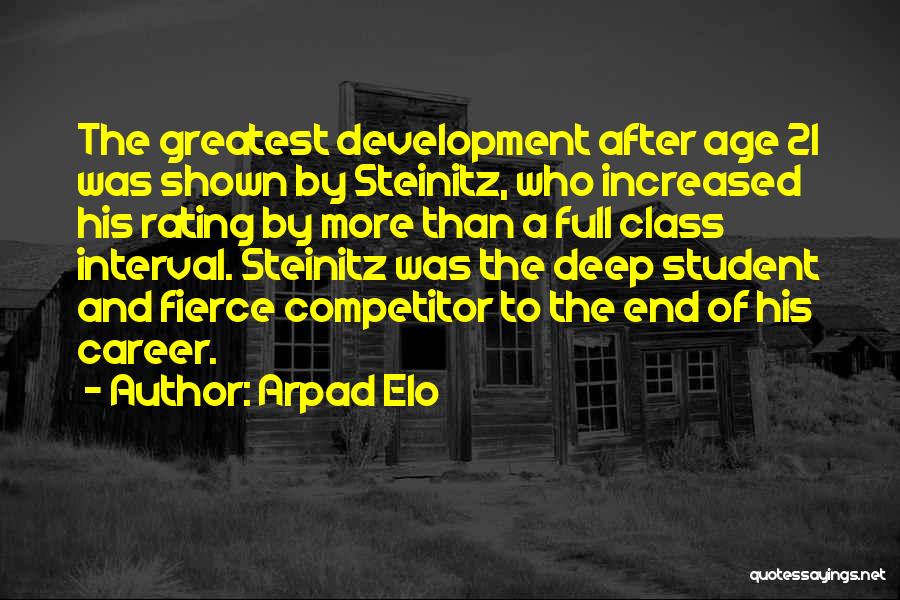 Arpad Elo Quotes: The Greatest Development After Age 21 Was Shown By Steinitz, Who Increased His Rating By More Than A Full Class