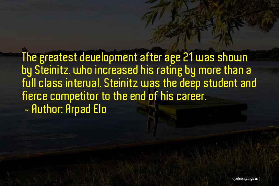 Arpad Elo Quotes: The Greatest Development After Age 21 Was Shown By Steinitz, Who Increased His Rating By More Than A Full Class