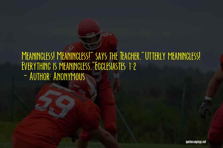 Anonymous Quotes: Meaningless! Meaningless! Says The Teacher.utterly Meaningless! Everything Is Meaningless.ecclesiastes 1:2