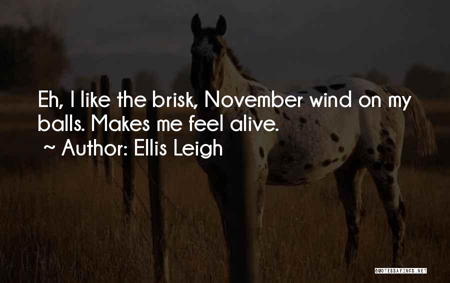 Ellis Leigh Quotes: Eh, I Like The Brisk, November Wind On My Balls. Makes Me Feel Alive.