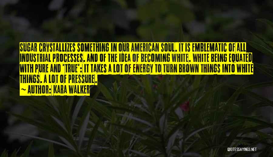 Kara Walker Quotes: Sugar Crystallizes Something In Our American Soul. It Is Emblematic Of All Industrial Processes. And Of The Idea Of Becoming