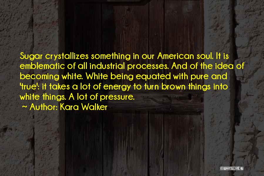 Kara Walker Quotes: Sugar Crystallizes Something In Our American Soul. It Is Emblematic Of All Industrial Processes. And Of The Idea Of Becoming