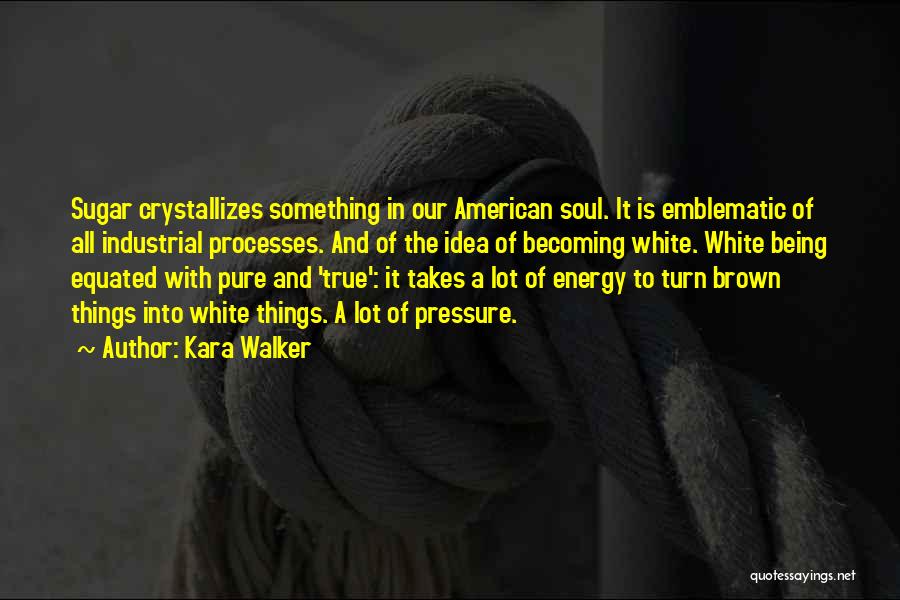 Kara Walker Quotes: Sugar Crystallizes Something In Our American Soul. It Is Emblematic Of All Industrial Processes. And Of The Idea Of Becoming