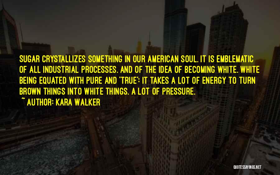 Kara Walker Quotes: Sugar Crystallizes Something In Our American Soul. It Is Emblematic Of All Industrial Processes. And Of The Idea Of Becoming