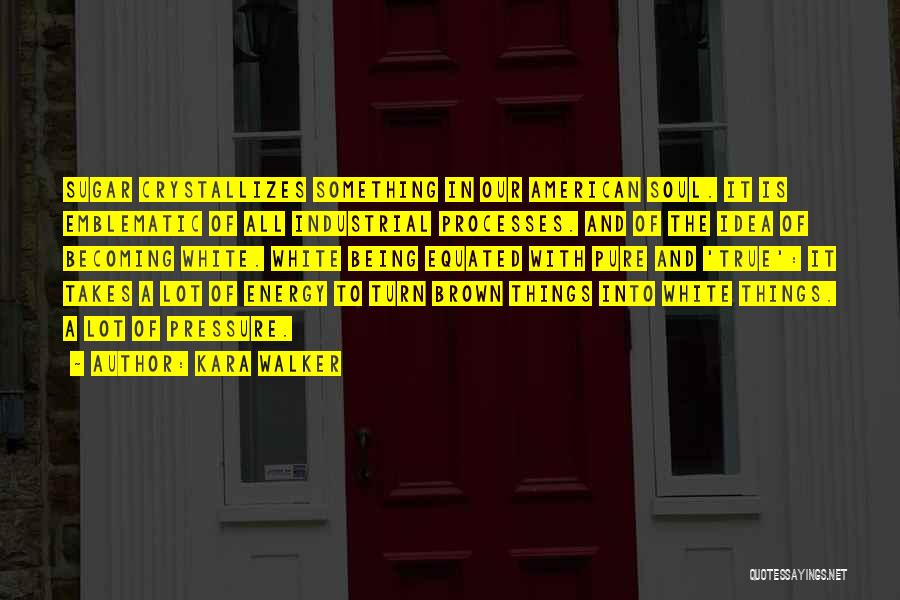 Kara Walker Quotes: Sugar Crystallizes Something In Our American Soul. It Is Emblematic Of All Industrial Processes. And Of The Idea Of Becoming