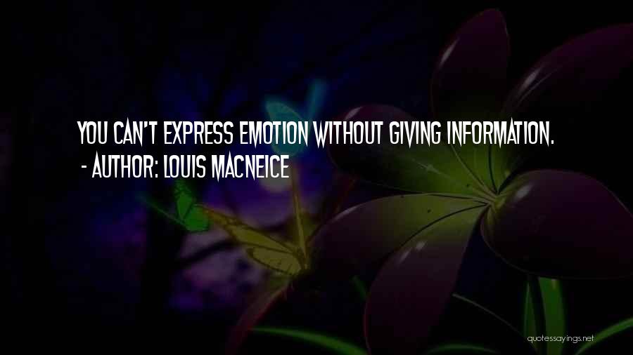 Louis MacNeice Quotes: You Can't Express Emotion Without Giving Information.