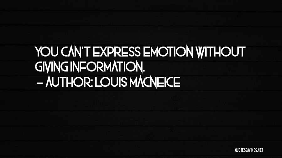 Louis MacNeice Quotes: You Can't Express Emotion Without Giving Information.